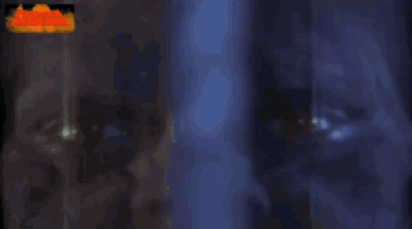a close up of a person 's face with a blurred background that says ' nightmare '
