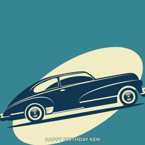 a drawing of a car with the words happy birthday ken on the bottom