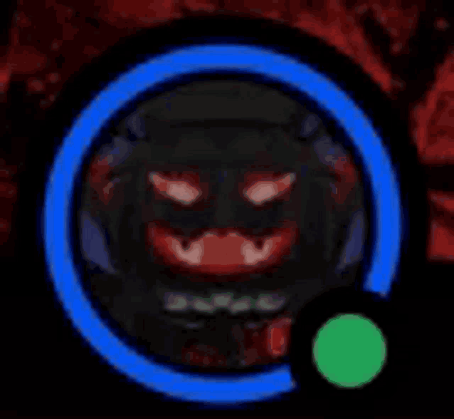 a picture of a cartoon character in a blue circle with a green circle around it .