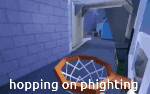 a basketball hoop with the words " hopping on phighting " written on it