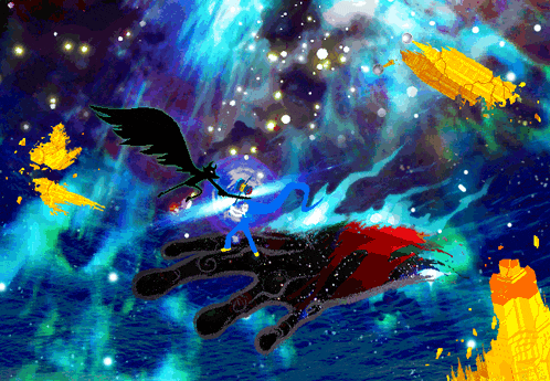 a colorful painting of a dragon flying over a hand with the letter r on it