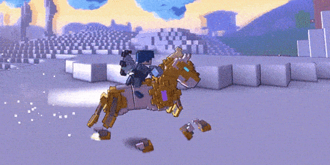 a cartoon character is riding on the back of a golden dragon
