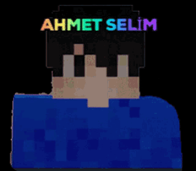 a minecraft character named ahmet selim with a blue shirt