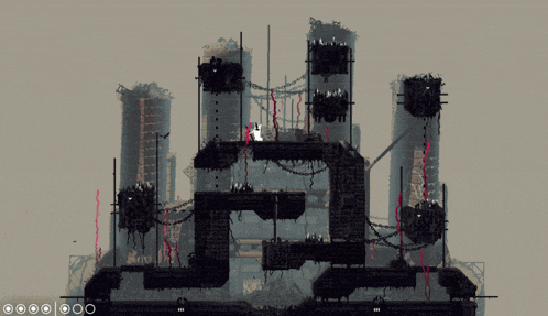 a screenshot of a video game shows a large building with a few circles around it