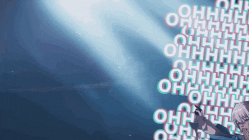 a blue background with white letters that say ohh on it