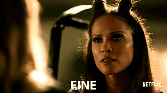 a woman with horns on her head says fine in a netflix advertisement