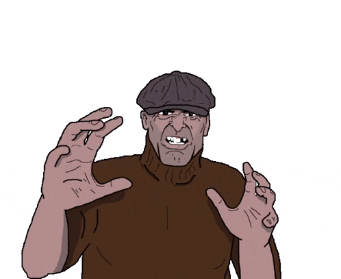 a cartoon drawing of a man with his mouth open and a hat