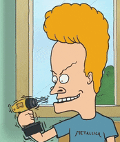 beavis from beavis and butthead is holding a drill