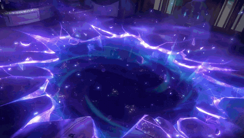 a room with a lot of purple lights on the floor and walls