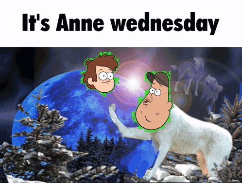 a poster that says it 's anne wednesday with two cartoon characters on it