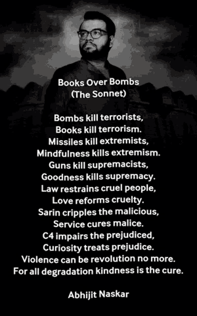 a poster that says books over bombs the sonnet