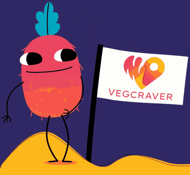 a cartoon character is standing next to a flag that says vegcraver