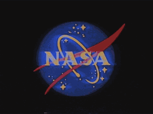 a nasa logo is shown on a dark background