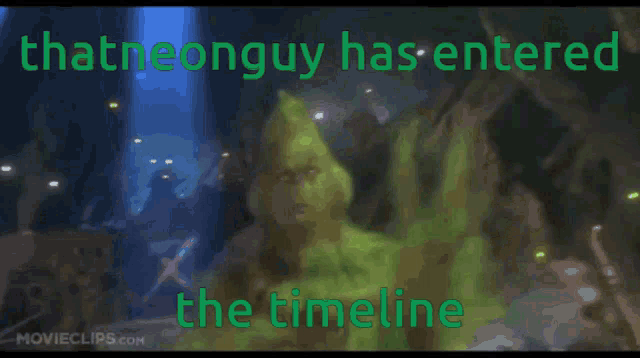 a movie clip that says that neonguy has entered the timeline on it
