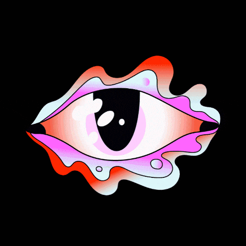 a colorful drawing of an eye with a tear coming out of it