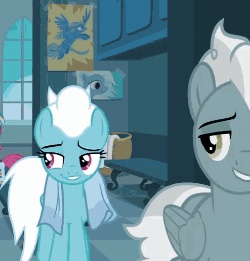 a cartoon pony with a white mane and tail