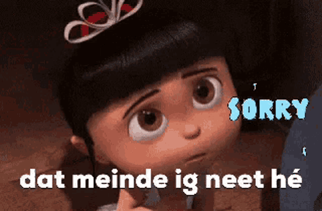 a little girl from despicable me says sorry in a foreign language