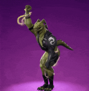 a statue of a lizard with a purple background