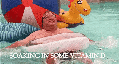 a man is soaking in some vitamin d while floating in a pool