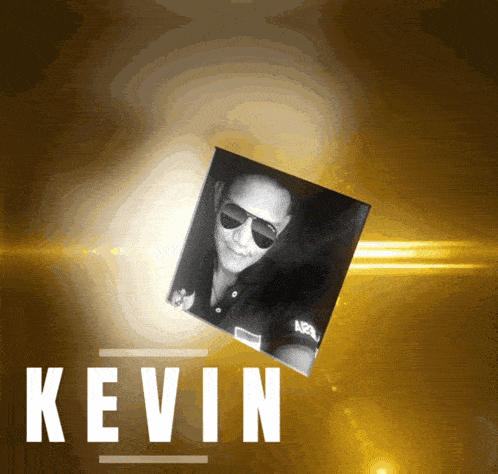 a picture of a man wearing sunglasses with the name kevin below it