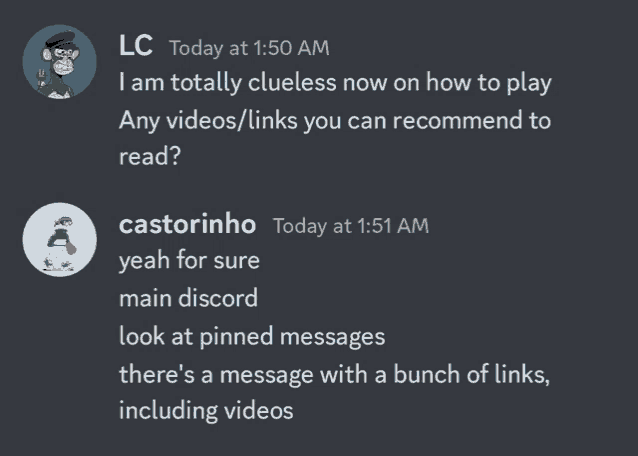 a screenshot of a conversation between lc and castorinho