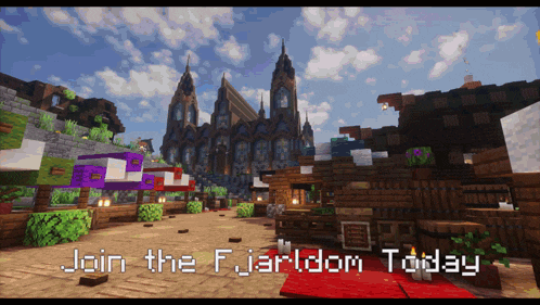 a minecraft scene with the words join the fjarldon today