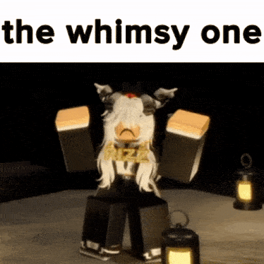 a picture of a cartoon character with the words " the whimsy one " above it
