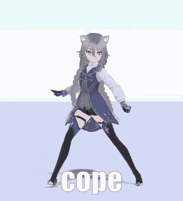 a girl with a cat ear and the word cope on the bottom
