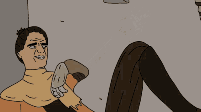 a cartoon of a man with a prosthetic hand