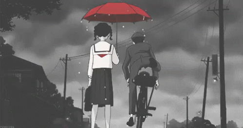 Kokurikozaka GIF - Raining Red Umbrella Kokurikozaka GIFs
