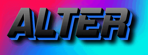 the word alter is displayed in black and blue on a colorful background