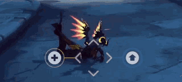 a dragon is laying on the ground in a video game with arrows pointing to it .