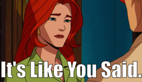 a cartoon of a woman with red hair and the words " it 's like you said "