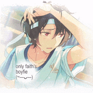 a boy with a headband on his head and the words only faith 's boyfie