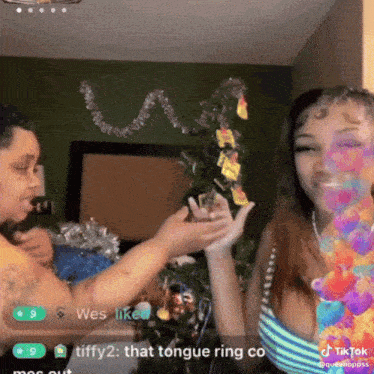 a tiktok video of a woman giving a man a ring