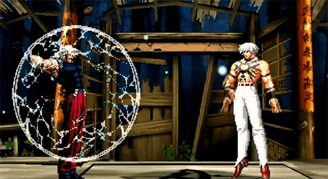 a video game character is standing in front of a circle