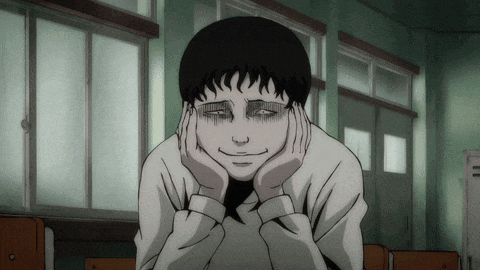 a black and white drawing of a boy with his hands on his face