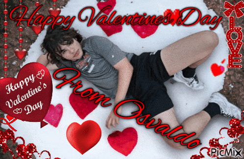 a valentine 's day card with a man laying on the ground