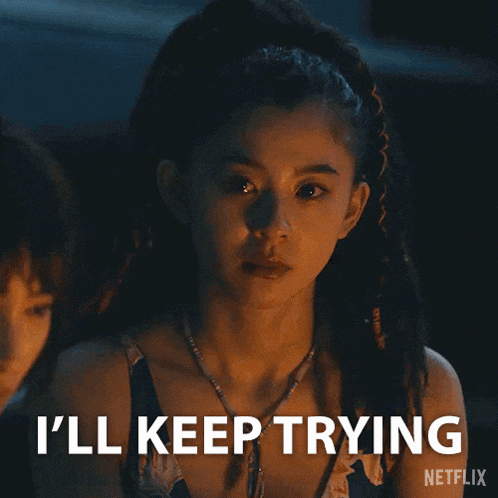 a woman with dreadlocks says i 'll keep trying .