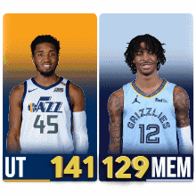 two basketball players from the utah jazz and grizzlies pose for a photo