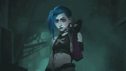 a drawing of jinx from league of legends giving the thumbs up