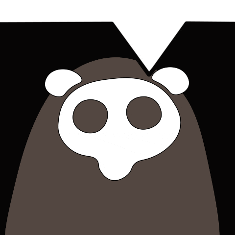a cartoon drawing of a bear with a white nose