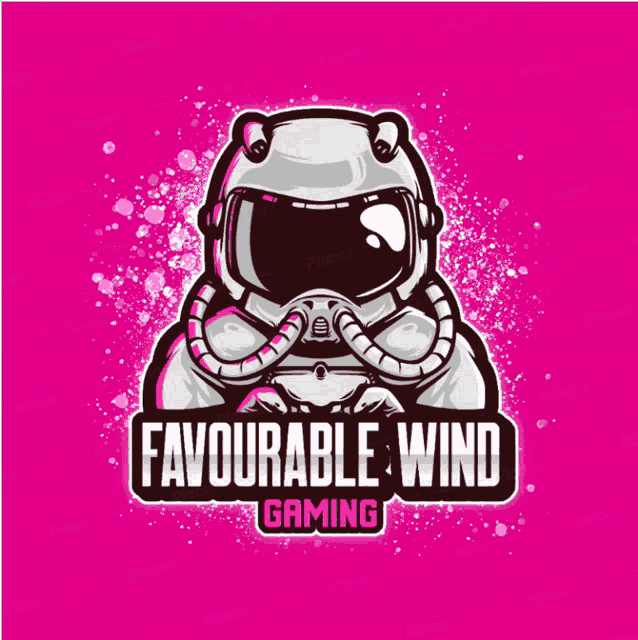 a logo for favourable wind gaming with an astronaut