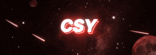 the word csy is glowing brightly in the dark space