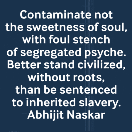 a quote by abhijit naskar is on a blue background