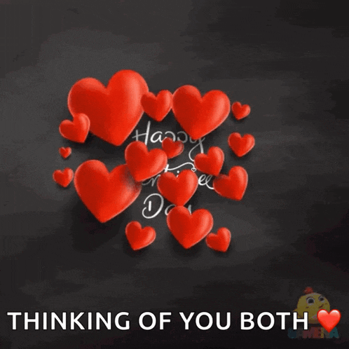 a happy valentine 's day greeting card with red hearts on a black background