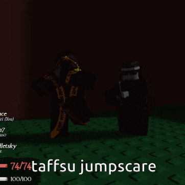 a video game character with the name taffsu jumpscare on it