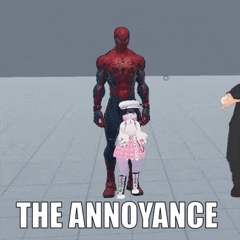 a cartoon of a spiderman standing next to a little girl with the words the annoyance above them