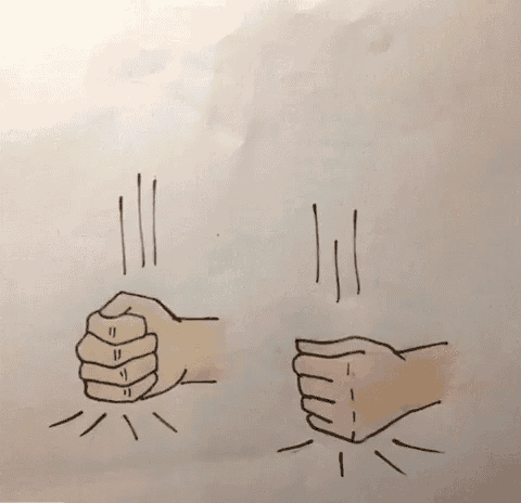 a drawing of a fist with a few lines going through it