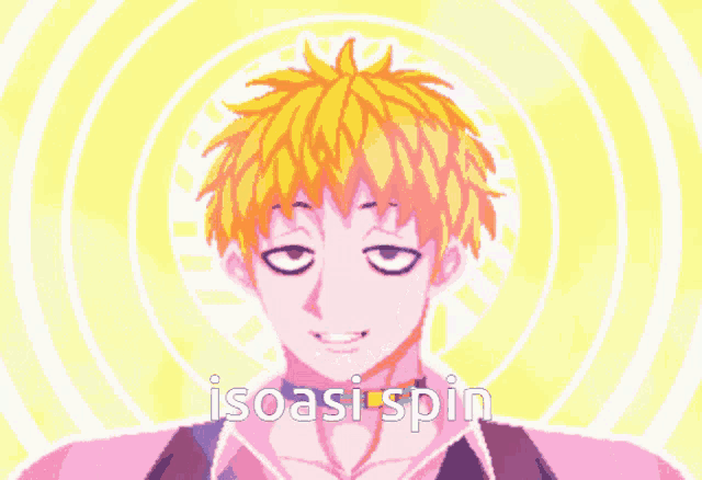a pixel art drawing of a person with the words isoasi spin on the bottom